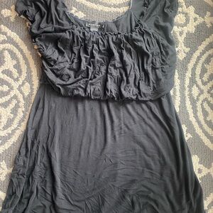 Spense Black Ruched Women's Blouse